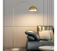 Lampadaires Arc avec 3 températures de couleur Lampe sur pied de luxe moderne de 71,7 pouces de hauteur avec abat-jour réglable en métal doré et base en marbre, lampadaire arqué pour chambre à