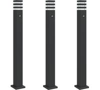 Lampadaires d'extérieur avec capteur 3 pcs noir 110cm aluminium