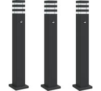 Lampadaires d'extérieur avec capteur 3 pcs noir 80 cm aluminium