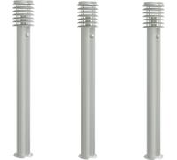 Lampadaires d'extérieur avec capteurs 3 pcs acier inoxydable