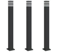 Lampadaires d'extérieur avec sortie 3 pcs noir 110 cm aluminium