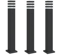 Lampadaires d'extérieur avec sortie 3 pcs noir 80 cm aluminium