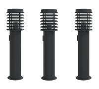Lampadaires d'extérieur avec sortie 3 pcs noir acier inoxydable