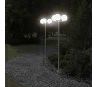 vidaXL Lampes d'allée 3 pcs. argent 215 cm acier inoxydable