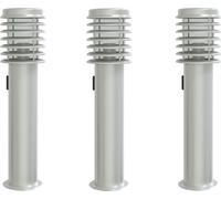 Lampadaires d'extérieur et sortie 3pcs argenté acier inoxydable