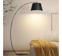 Lampadaires en arc pour salon Lampe sur pied moderne en métal noir avec abat-jour suspendu réglable Lampe à poteau haut avec interrupteur au pied sur canapé Lampe de lecture haute pour la décoration