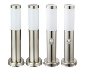 Lampadaires extérieurs Colonnes avec détecteur de mouvement Acier inoxydable Lampadaire, 1x E27 LED 1055 lumens blanc chaud, set de 4