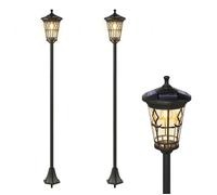 Lampadaires solaires extérieurs - Outsunny - lot de 2 - hauteur réglable - acier inoxydable - 1,86 m - noir