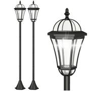 Lampadaires sur pied solaires - Outsunny - lot de 2 lampes LED blanc 6000K étanche IP44 jardin - ABS - Ø18x129cm - noir