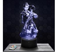 Lampe 3D - Arcane - Caitlyn - Jouet, Figurine, Cadeau League of Legends LOL - Veilleuse Led Tactile avec socle au choix