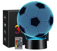 Lampe 3D - Ballon de Foot - Veilleuse Enfant - 16 Couleurs Changeantes - Décoration Chambre