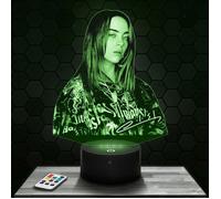 Lampe 3d _ Billie Eilish - Accessoire, Objet, Cadeau Billie Eilish - Veilleuse Led Tactile avec socle au choix TOP