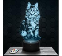 Lampe 3d _ Chat Maine Coon - Jouet, Figurine, Cadeau Chat Maine Coon - Veilleuse Led Tactile TOP