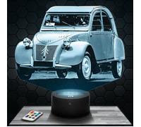 Lampe 3d _ Citroën 2 Chevaux - Jouet, Miniature, Cadeau Citroën 2 Chevaux - Veilleuse Led Tactile avec socle au choix TOP