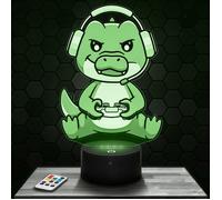 Lampe 3D - Crocodile Gamer - Accessoire, Objet, Cadeau Crocodile Gamer - Veilleuse Led Tactile avec socle au choix et