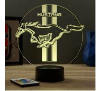 Lampe 3D - Emblème Ford Mustang - Avec Télécommande 16 Couleurs + 4 Modes auto - Fabriqué en France - Lampe à poser - Veilleuse