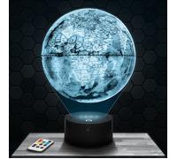 Lampe 3D - Globe - Accessoire, Objet, Cadeau Globe - Veilleuse Led Tactile avec socle au choix et télécommande