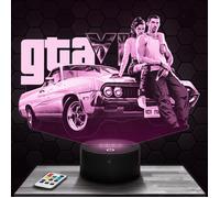 Lampe 3d _ Grand Theft Auto 6 - Jouet, Figurine, Cadeau GTA - Veilleuse Led Tactile avec socle au choix et télécommande TOP