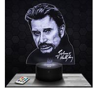 Lampe 3d _ Johnny Hallyday - Accessoire, Objet, Cadeau Johnny Hallyday - Veilleuse Led Tactile avec socle au choix TOP