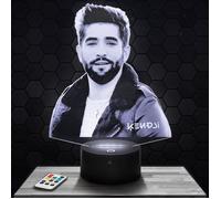 Lampe 3d _ Kendji Girac - Accessoire, Objet, Cadeau Kendji Girac - Veilleuse Led Tactile avec socle au choix et télécommande TOP