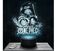 Lampe 3d _ Luffy, Ace, Sabo - Jouet, Figurine, Cadeau One Piece - Veilleuse Led Tactile avec socle au choix TOP