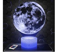 Lampe 3d _ Lune - Accessoire, Objet, Cadeau Lune - Veilleuse Led Tactile avec socle au choix et télécommande TOP