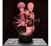 Lampe 3D - One Punch Man Genos / Saitama - Jouet, Figurine, Cadeau One Punch Man - Veilleuse Led Tactile avec socle au choix