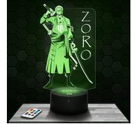 Lampe 3D - Roronoa Zoro - Jouet, Figurine, Cadeau One Piece - Veilleuse Led Tactile avec socle au choix