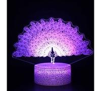 Lampe 3D Tactile Veilleuses Enfant 7 Couleurs avec Telecommande - Paon #1040 G