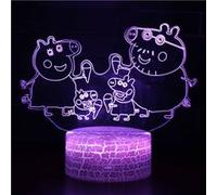Lampe 3D Tactile Veilleuses Enfant MY067 Peppa Pig 16 Couleurs avec Telecommande