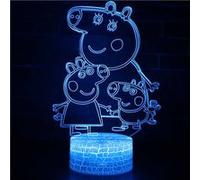 Lampe 3D Tactile Veilleuses Enfant MY608 Peppa Pig 16 Couleurs avec Telecommande G