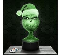 Lampe 3D - The Grinch - Accessoire, Merch, Cadeau The Grinch - Veilleuse Led Tactile avec socle au choix et télécommande