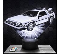 Lampe 3d _ Voiture Delorean - Accessoire, Miniature, Cadeau Retour vers le futur - Veilleuse Led Tactile avec socle au choix TOP