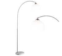 Lampe à arc lampadaire avec pied en marbre lampe à arc avec fonction télescopique blanc, réglable en hauteur, 1x E27, base DM 29cm hauteur totale 141-196cm