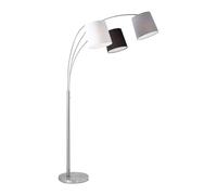Lampe à arc Salon Lampadaire noir blanc gris Lampadaire à trois flammes Abat-jour en tissu, 3x E27, LxH 100 x 190 cm