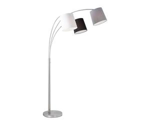 Lampe à arc Salon Lampadaire noir blanc gris Lampadaire à trois flammes Abat-jour en tissu, 3x E27, LxH 100 x 190 cm