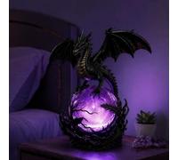 Lampe à Boule en Cristal LED Dragon Gothique pour Décoration Esthétique Sombre, Veilleuse Fantasy en Résine Dragon, Lampe de Table Esotérique, Éclairage Mystique USB pour Chambre, Étagère, Autel