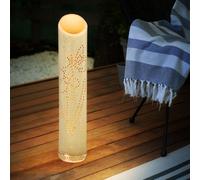 Lampe à brancher, bambou, lumière solaire, piquet, lampe en bambou, solaire, perforations décoratives, vert, LED blanc chaud, DxH 9x49,5 cm