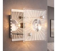 Lampe À Cristaux Applique Plafonnier Pour Chambre En Verre Satiné Chrome G9