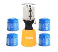 Lampe à gaz Coque ABS 1000W + 4 cartouches gaz 190gr Perçables Butane VITO