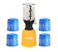 Lampe à gaz Coque ABS 1000W + 4 cartouches gaz 190gr Perçables Butane VITO