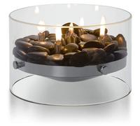 Lampe à huile de table - Diamètre 23 cm - Hauteur 14 cm - Verre, aluminium, acier inoxydable