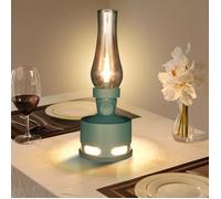 Lampe à Kérosène, Simulation Lampe à Pétrole Rétro,Dix Niveaux de Gradation Lampe de Bureau au Kérosène,Lampe à Pétrole Rétro Verte