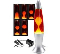 Lampe à lave 40 cm 230 V, câble de 1,5 m avec interrupteur CTL-ROGE, éclairage décoratif LED rouge, jaune, argent