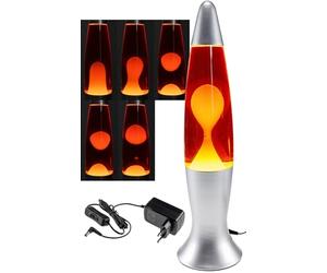 Lampe à lave 40 cm 230 V, câble de 1,5 m avec interrupteur CTL-ROGE, éclairage décoratif LED rouge, jaune, argent