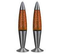 Lampe à lave à paillettes, lampe de table à paillettes, lumière décorative à paillettes pour chambre d'enfant, aluminium argenté, 1x E14, DxH 10,8x42,5 cm, lot de 2