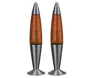 Lampe à lave à paillettes, lampe de table à paillettes, lumière décorative à paillettes pour chambre d'enfant, aluminium argenté, 1x E14, DxH 10,8x42,5 cm, lot de 2