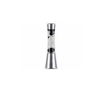 : Lampe à lave en verre et aluminium - Bulles noires et liquide transparent