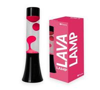 Lampe à lave - FISURA - Lampe à lave rose. Base noire et lave rose. Lampe à effet relaxant. Dimensions: 9 x 9 x 30 cm.