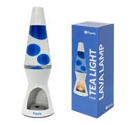 Lampe à lave Fisura sans électricité - Bleu et blanc, 29 x 8,5 cm (bougie non incluse)